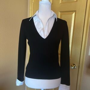 Nine West Classic Black faux shirt Sweater